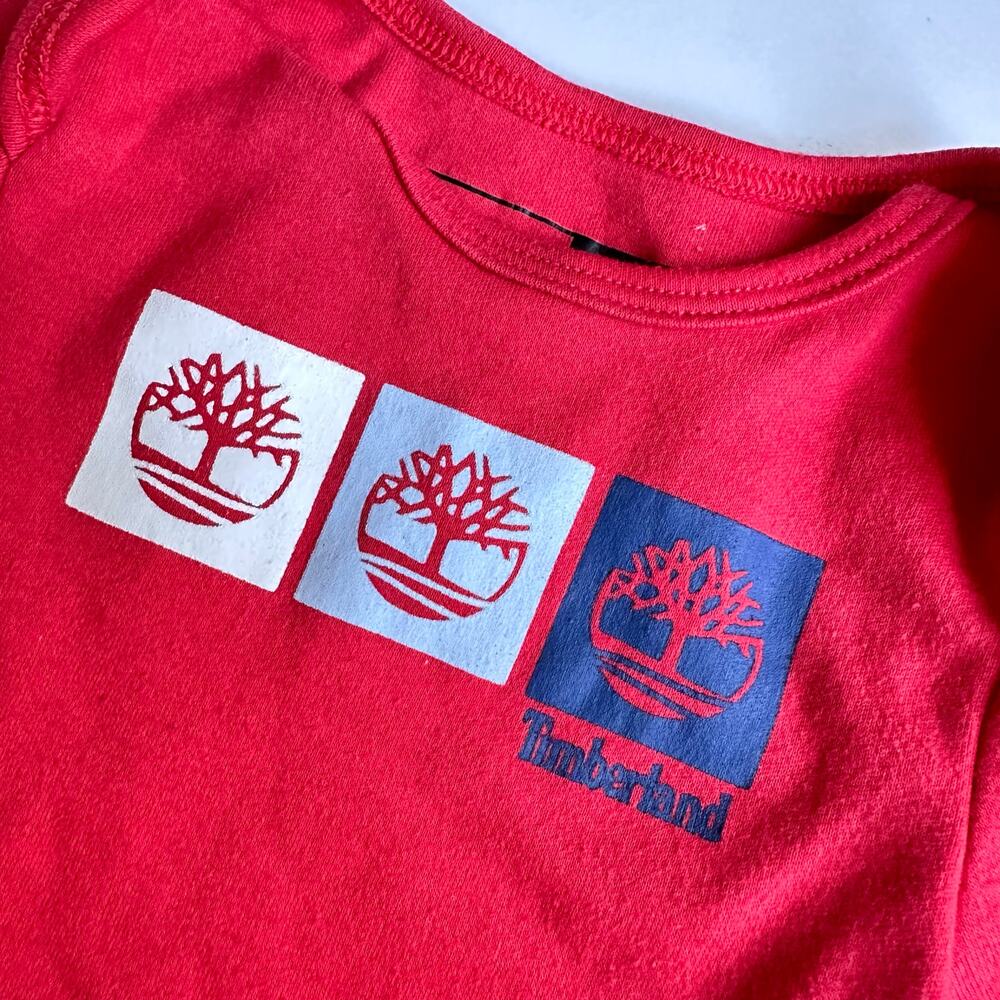 Stylish Red Timberland Short Sleeve Bodysuit - One Piece 6-9 months - Picture 3 of 3